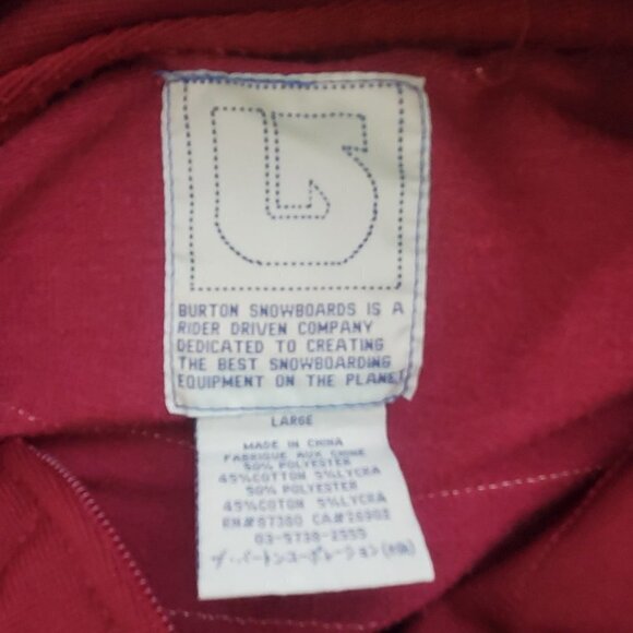BURTON Large Full zip Track jacket‎ Burgundy Gold Logo Ski Snowboard Activewear - Picture 4 of 10